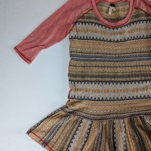 We The Free Sweater tunic with coral raglan sleeve